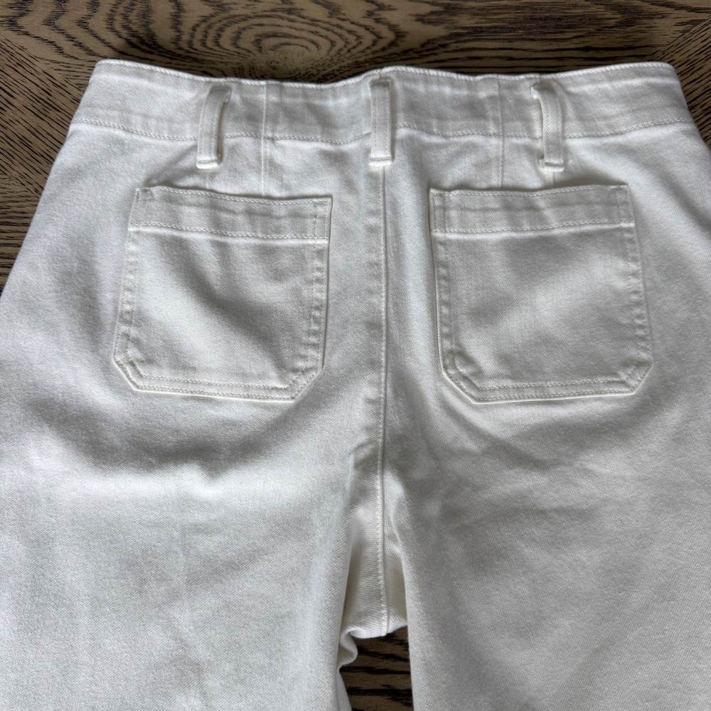 Talbots Womens White Wide Leg Patch Pocket Denim Pants High Rise Size 8P - Picture 4 of 10